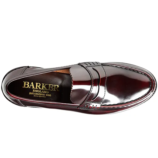 40% OFF BARKER Caruso Shoes - Mens Loafers - Burgundy Hi-Shine - Size: UK 8.5