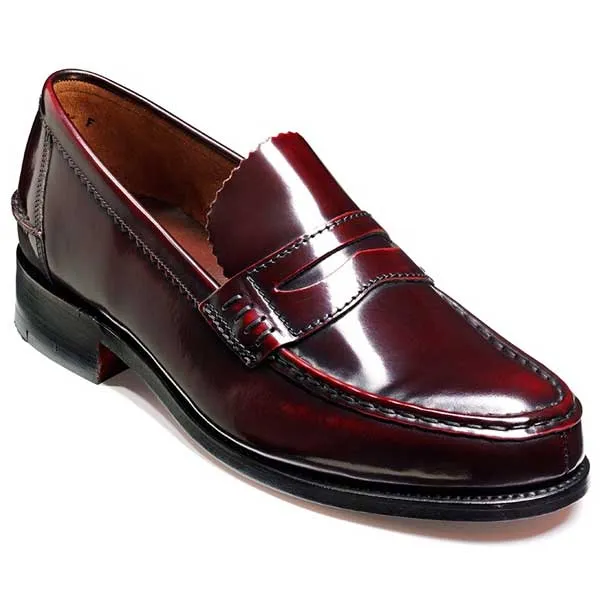 40% OFF BARKER Caruso Shoes - Mens Loafers - Burgundy Hi-Shine - Size: UK 8.5