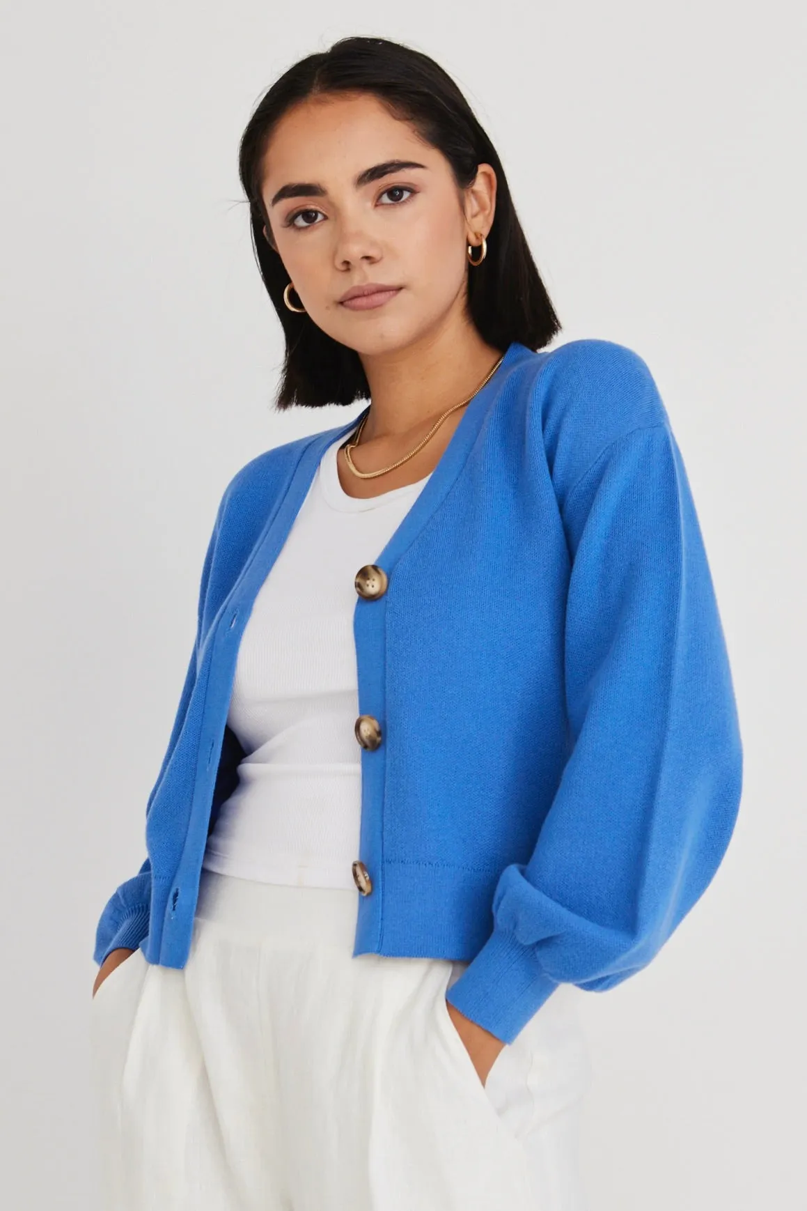 Agatha French Blue Fine Knit Cardigan