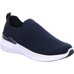 Ara Ladies Woven Stretch Slip On Sneaker Navy