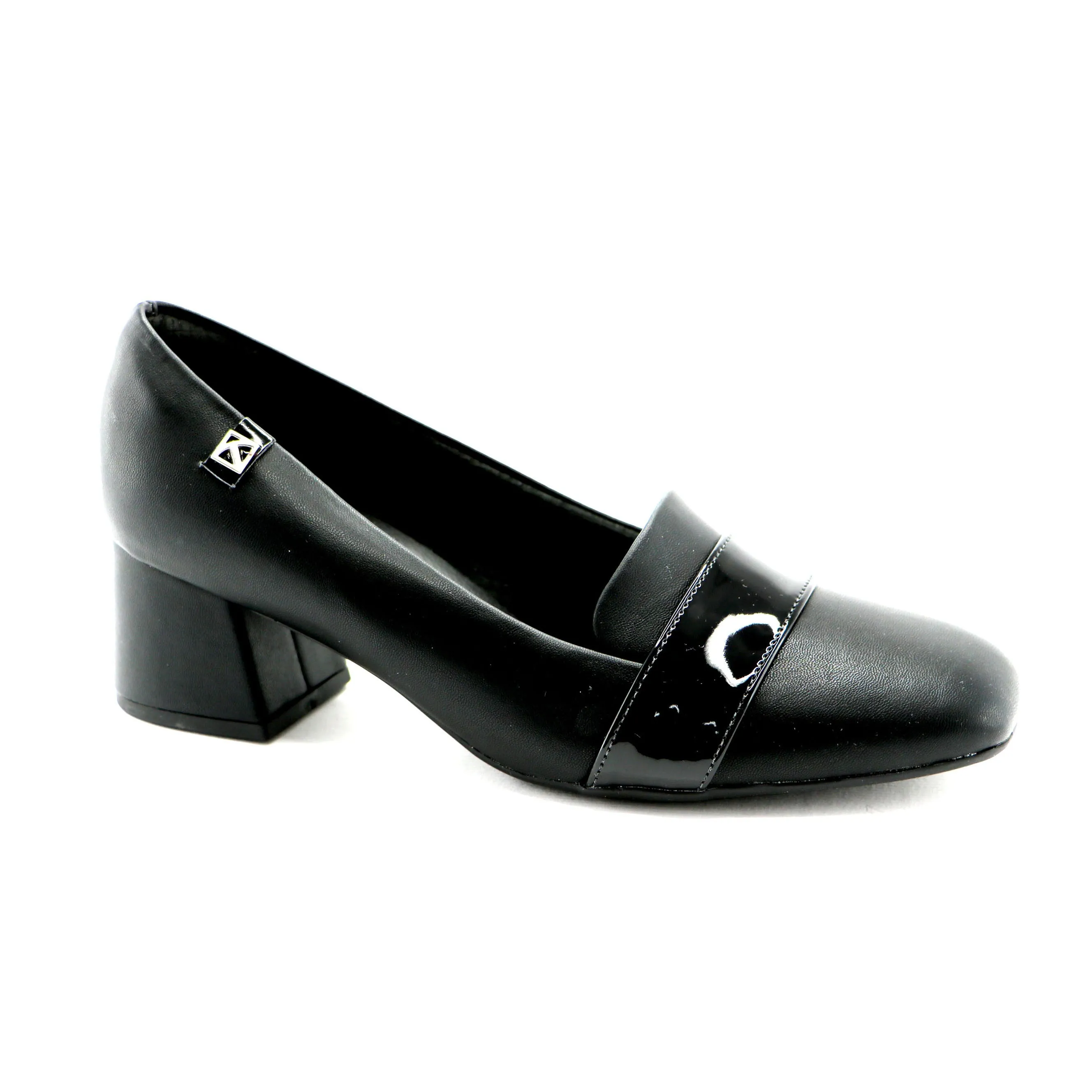 Black Vegan Leather with Pat strap Pumps for Women (151.008)