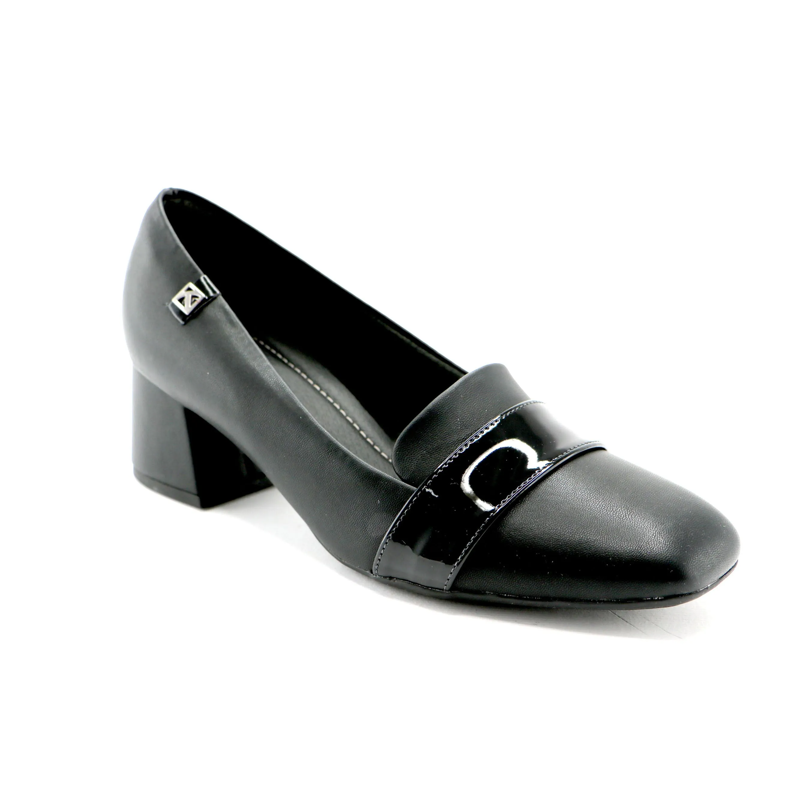 Black Vegan Leather with Pat strap Pumps for Women (151.008)