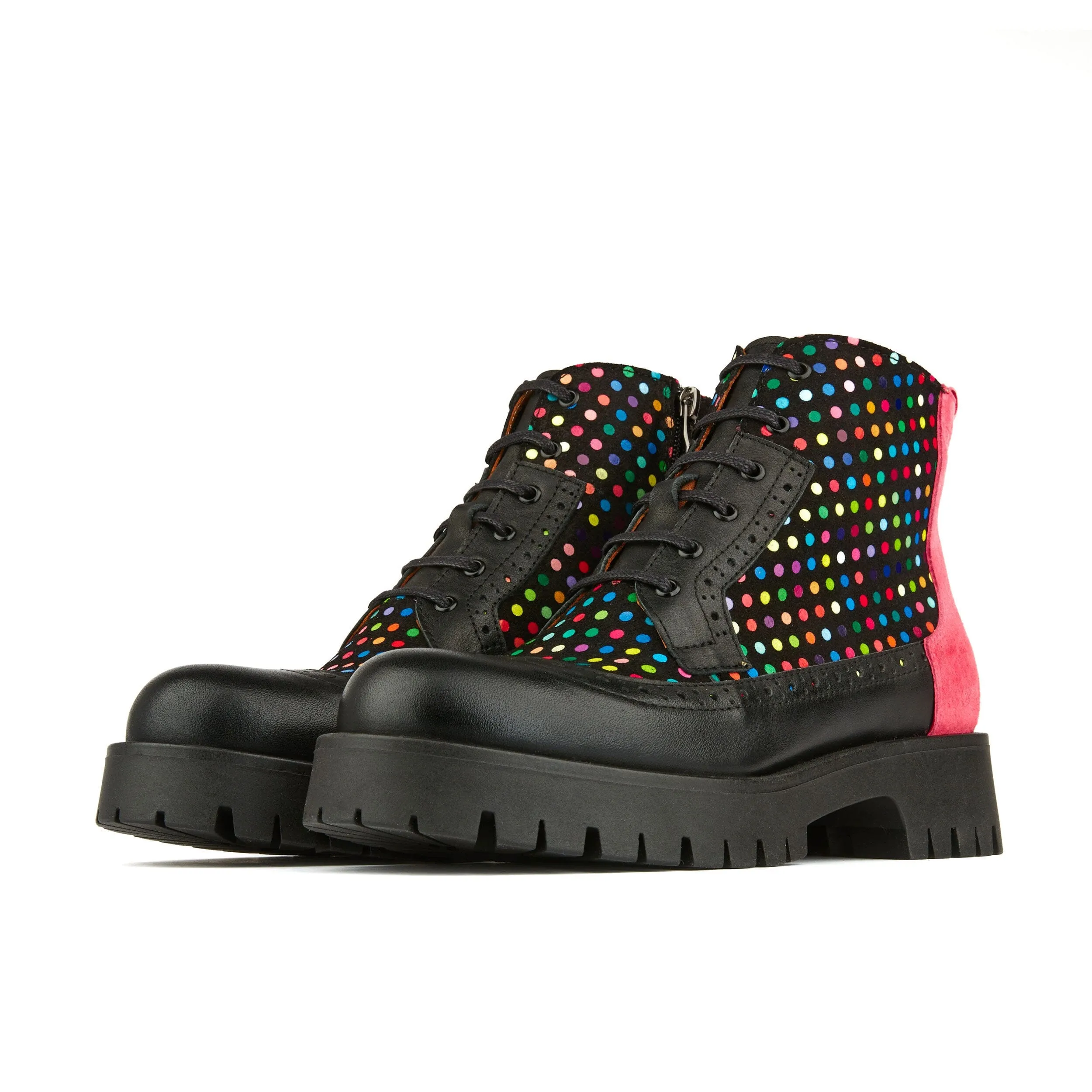 Hatter Platform - Black & Pink & Multi Disco Dots