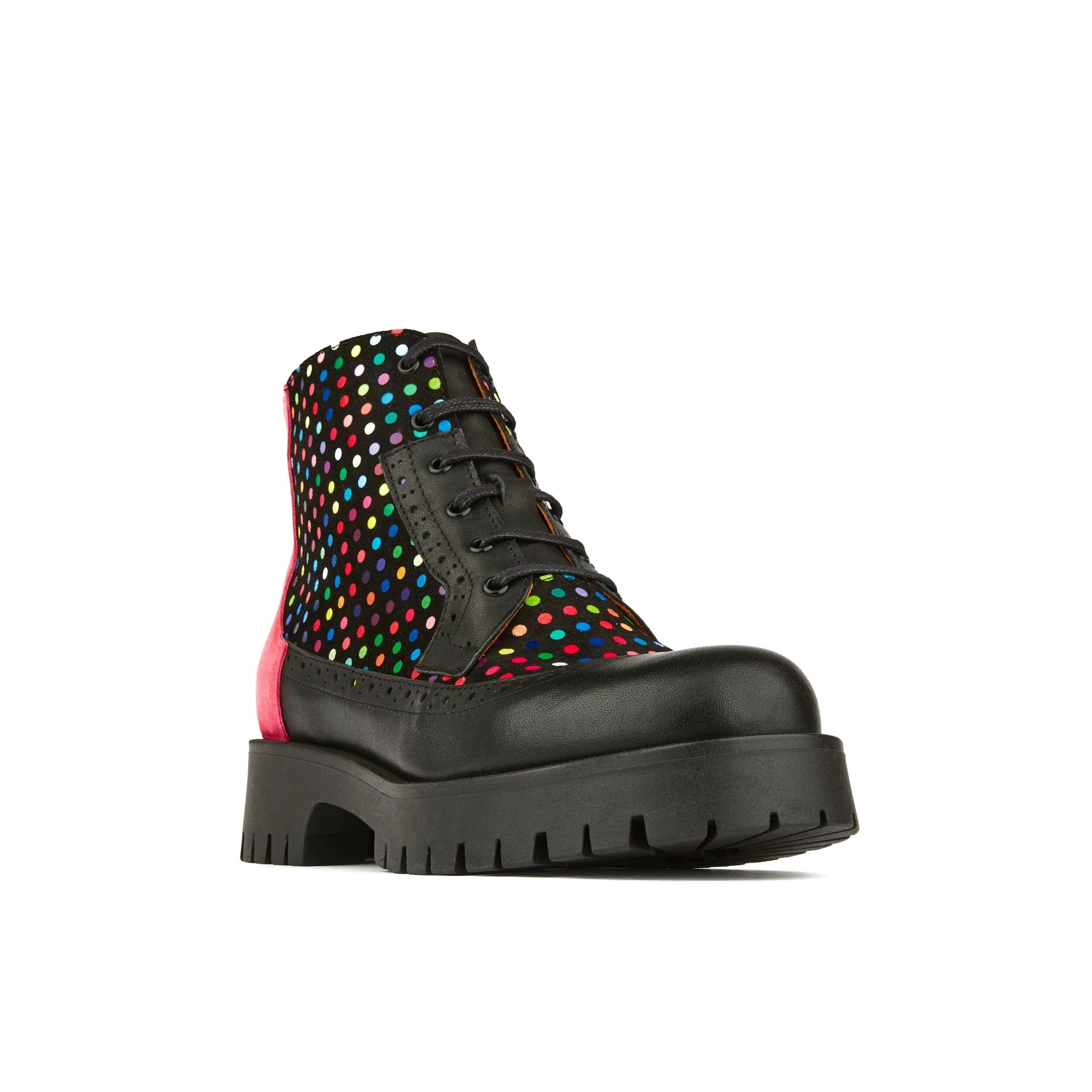 Hatter Platform - Black & Pink & Multi Disco Dots