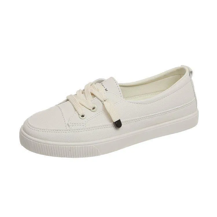 ikearlax Casual Shoes Women's  Spring New Board Shoes Leather White Shoes Women's Korean-Style Versatile Ins Women's Shoes