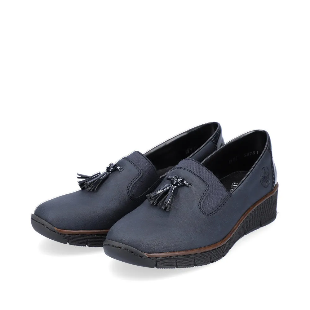 Rieker 53751-14 Navy Tassel Wedge Loafer