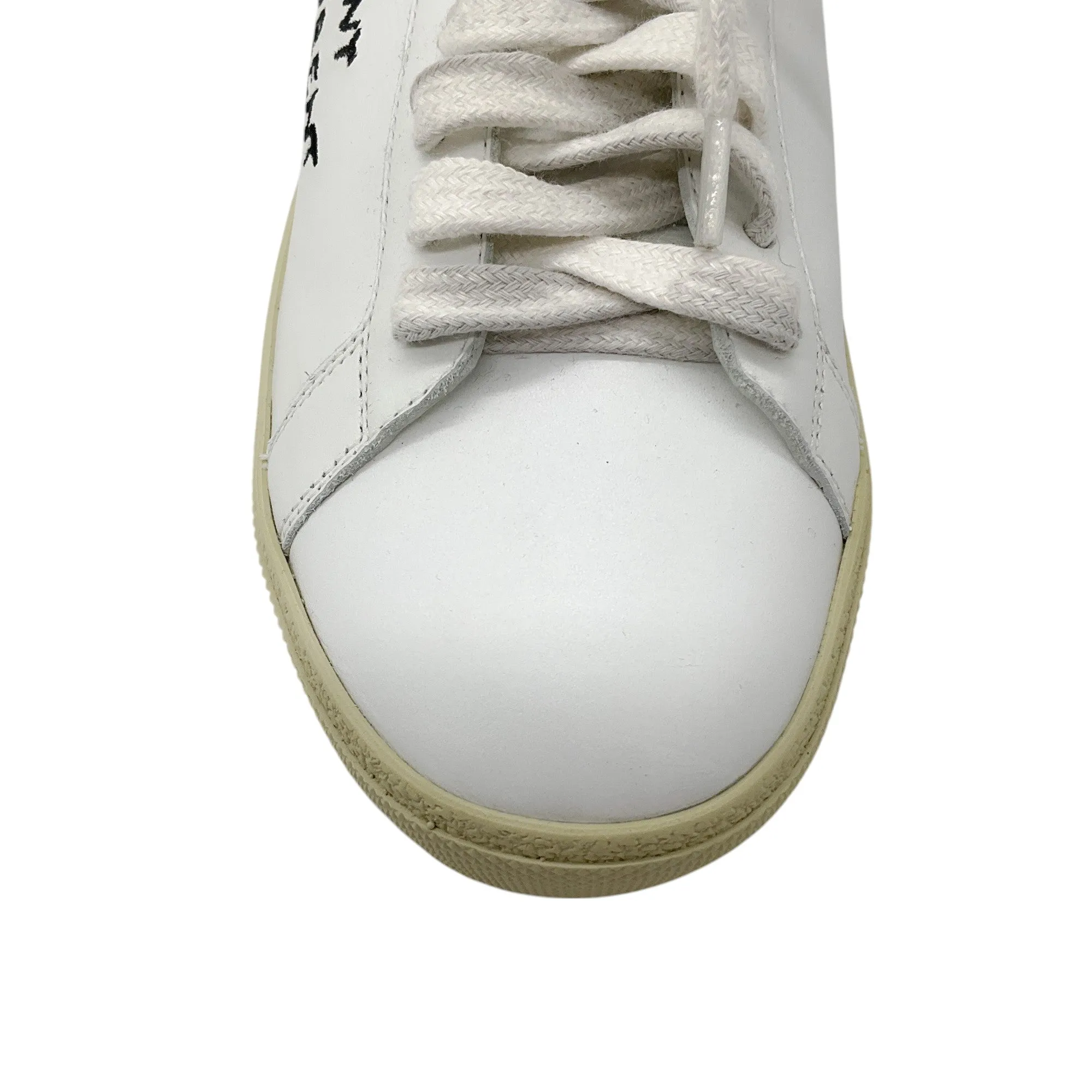 Saint Laurent White / Black Court Classic Embroidered Sneakers