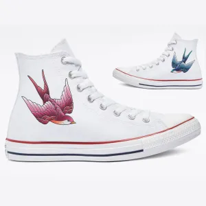 Sparrow - Custom White High Top Converse Chuck Taylor Sneakers